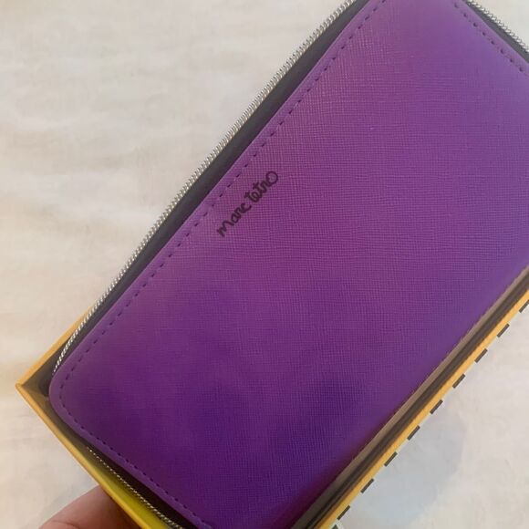 Marc Tetro Wallet Zip Around Vegan Purple Bichon Frisse Dog - Picture 4 of 10